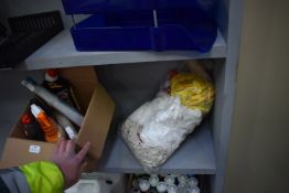 *Box of Cleaning Materials, Mop Heads, etc.