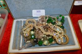 Small Jewellery Box Containing Vintage Costume Jew