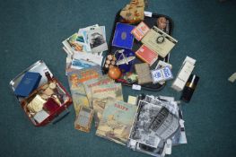 Tray Lot of Collectibles: Photographs, Playing Car