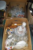 Two Boxes of Pottery and Glassware