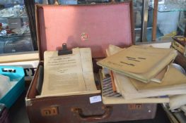 Vintage Case Containing Ephemera and Letters etc.