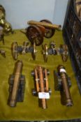 Six Vintage Brass Miniature Canons