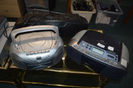 Three Portable Radio Cassette Players