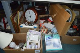 Three Boxes of Household Goods: Lamps, Clocks, New