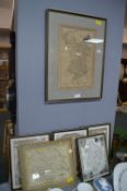 Framed Victorian Maps: Yorkshire, etc.