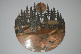 1970's Metal Forest Scene Wall Art