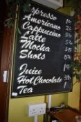 *Chalkboard Depicting Drinks Menu