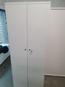 * upright sturdy white office cabinet with 4 internal moveable shelves - 800w x 480d x 2030h