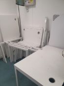 * modular tables - includes 4 large and 6 small tops, with legs to make 2 banks of tables