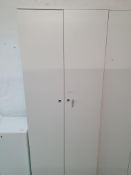 * upright sturdy white office cabinet with 4 internal moveable shelves - 800w x 480d x 2030h