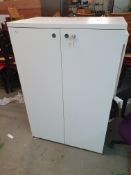* upright sturdy white office cabinet with 4 internal moveable shelves - 800w x 480d x 2030h