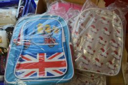 *Box of Minions and Unicorn Backpacks