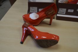 *Red Dragonfly Orange High Heels Size: 4