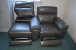 *Mismatched Grey Leather Electric Recliners (sold