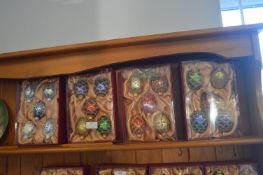 *Four Packs of Five Hand Decorated Glass Christmas