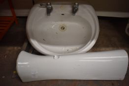 White Ceramic Sink with Pedestal