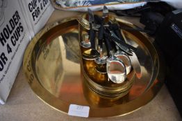 *Brass Effect Cutlery, Plates, and a Tray