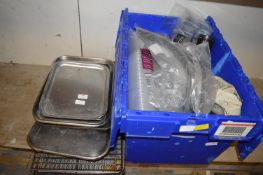 Pots, Baking Trays, Plastic Cups, etc. (blue crate not included)