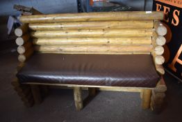 *Rustic Log Bench with Upholstered Seat 140x50x90c