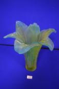 Daum Signed French Pate De Vert Amaryllis Glass Vase