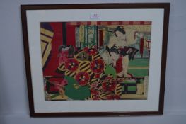 Framed Japanese Woodblock Print