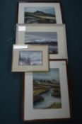 Four Watercolours Including a Snowscape by Elaine Fleming