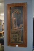 Copper Repousse Framed Panel of a Mother & Child (unsigned)