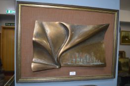 Cyclone Cityscape Bas-Relief Bronze Sculpture by Giovanni Schoeman