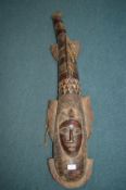 Senoufo Ivory Coast Carved Wooden Mask in the Form of a Catfish
