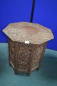 Indian Carved Hardwood Folding Table