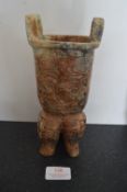 Chinese Grey Jade Carved Brush Pot