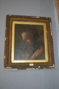 Original Oil on Canvas Study of an Elderly Gentleman, Unsigned, in Original Frame