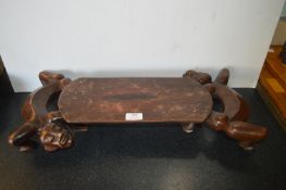 Carved Wooden Tribal Stand with Two Supporting Figures