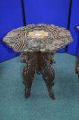 Indian Carved Hardwood Folding Table