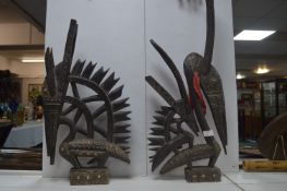 Pair of Baule Animal Head Figures