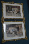 Pair of Pedini Gilt Framed Print 1894