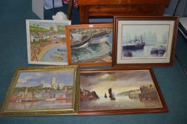Four Original Coastal Scenes, and a Jack Rigg Picture