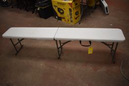 *Small White Folding Portable Bench 180x30x45cm
