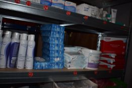 *Shelf of Cleaning Equipment, Cleansing Wipes, Acidic Wipes, Cleansing Foam, etc.