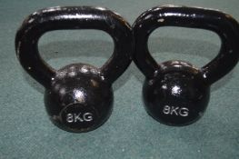*Pair of 8kg Cast Iron Kettlebells