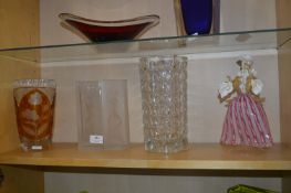 Three Vases and a Murano Glass Figurine