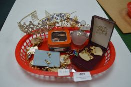 Costume Jewellery Tiaras, Earrings, etc.