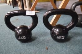 *Pair of 4kg Cast Iron Kettlebells