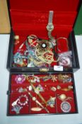 Jewellery Box and Contents of Vintage Costume Jewe