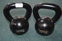 *Pair of 10kg Cast Iron Kettlebells