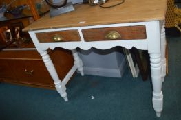 Painted Pine Two Drawer Side Table