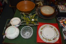 Studio Pottery Bowls, Spode Cake Plate, Glassware,