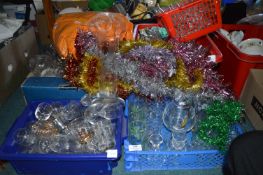 Four Boxes of Glassware and Christmas Decorations