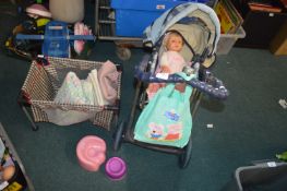 Child's Pushchair, Dolls, Cot & Bedding etc.