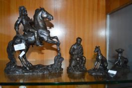 Four Resin Bronze Effect Sculptures